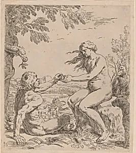 Adam and Eve by Simone Cantarini