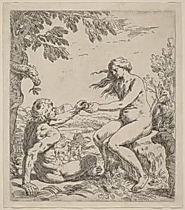 Adam and Eve by Simone Cantarini