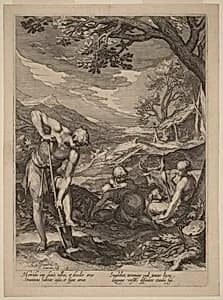 Adam and Eve Working by Jan Pietersz Saenredam after Abraham Bloemaert