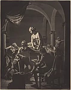 An Academy by Lamplight by William Pether after Joseph Wright