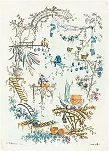 Arabesque with a Boat by Anne Allen after Jean-Baptiste Pillement