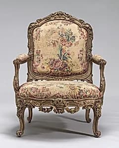 Armchair by French or British 19th Century chairmaker and Gobelins Tapestry Factory after cartoons by Louis Tessier