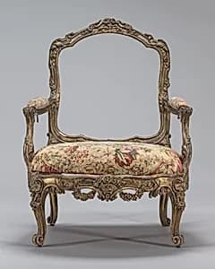 Armchair by French or British 19th Century chairmaker and Gobelins Tapestry Factory after cartoons by Louis Tessier
