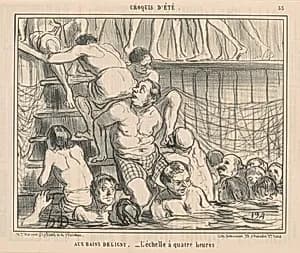 Aux bains Deligny by Honoré Daumier