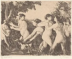 Baigneuses luttant (Bathers Wrestling) by Camille Pissarro