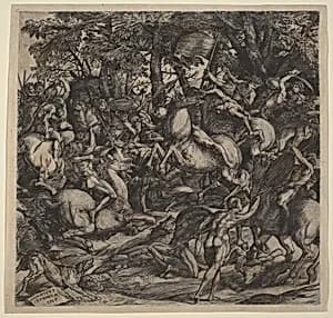 Battle of Nude Men by Domenico Campagnola