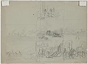 Battlefield Scenes [verso] by Charles Hoffbauer