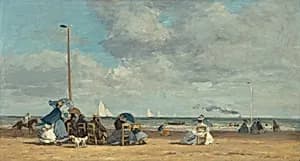 Beach at Trouville by Eugène Boudin