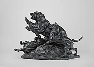 Bear Fleeing from Dogs by Antoine-Louis Barye