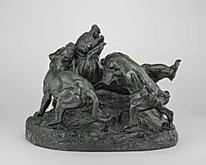 Bear Overthrown by Hounds by Antoine-Louis Barye