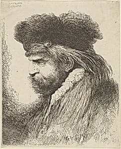 Bearded Man in a Fur Cap, Facing Left by Giovanni Benedetto Castiglione
