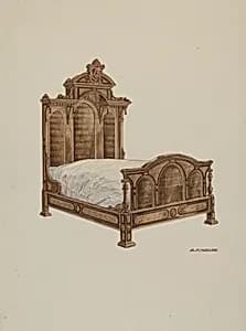 Bed, Burl Walnut by Randolph F. Miller