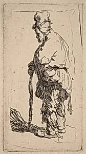 Beggar Leaning on a Stick, Facing Left by Rembrandt van Rijn