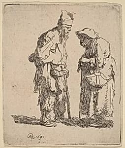 Beggar Man and Beggar Woman Conversing by Rembrandt van Rijn