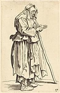 Beggar Woman Receiving Charity by after Jacques Callot