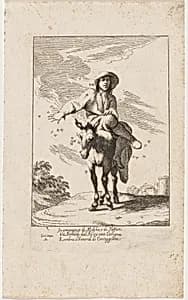 Bertoldo Riding a Donkey by Giuseppe Maria Crespi and Ludovico Mattioli
