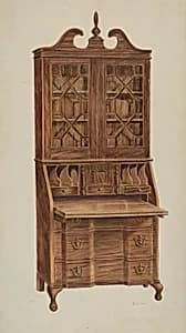 Block-front Secretary (walnut) by John Hall