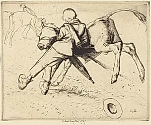 Boy and Calf by Robert Austin
