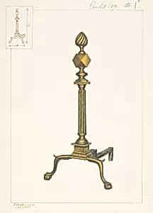 Brass Andirons by Edward L. Loper