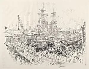 Building Submarine Chasers by Joseph Pennell