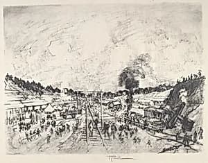 Building the Camp by Joseph Pennell
