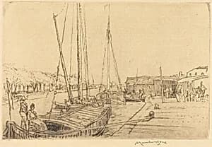 Canal Boats, Near Amsterdam by Sir Muirhead Bone
