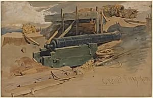 Cannon by a Bulwark by Carl Friedrich Heinrich Werner