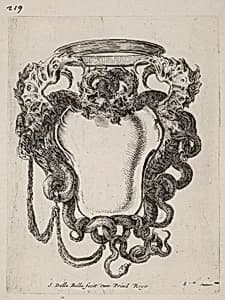Cartouche Flanked by Dragons by Stefano Della Bella
