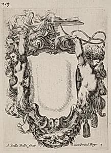 Cartouche with Infant Satyrs by Stefano Della Bella