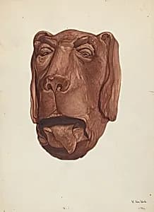 Carved Dog's Head by Vera Van Voris