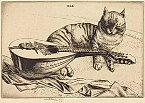 Cat and Mandolin by Robert Austin