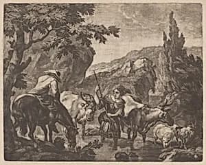 Cattle Fording a Stream