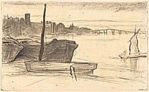 Chelsea Bridge and Church by James McNeill Whistler