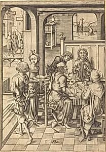 Christ at Emmaus by Israhel van Meckenem