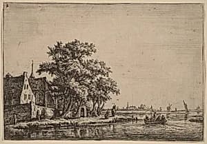 Churchyard at the Waterside by Anthonie Waterloo