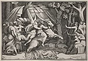Clelia Crossing the Tiber by Giulio Bonasone after Polidoro da Caravaggio