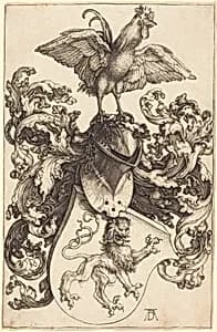 Coat of Arms with a Lion and a Cock by Albrecht Dürer