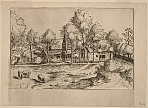 Country Village with Church by Johannes van Doetechum, the Elder and Lucas van Doetechum after Master of the Small Landscapes