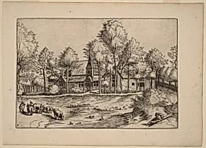 Country Village with Church by Johannes van Doetechum, the Elder and Lucas van Doetechum after Master of the Small Landscapes