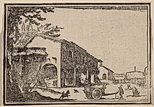 Courtyard of a Farm by Edouard Eckman after Jacques Callot