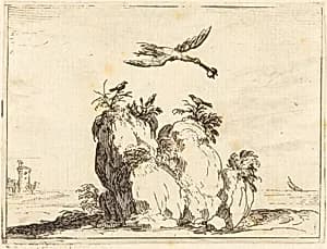 Crane Flying by Jacques Callot