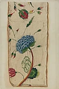 Crewel Embroidered Bed Curtain by Robert T. Gills