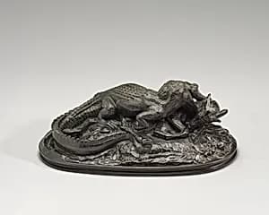 Crocodile Devouring an Antelope by Antoine-Louis Barye