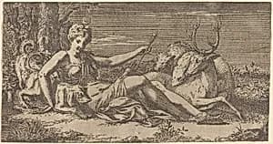 Diana Resting by Léon Davent after Francesco Primaticcio