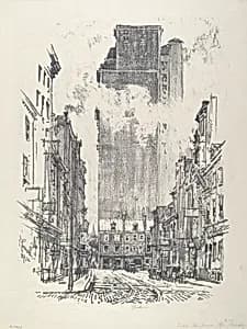 Down Sansom Street by Joseph Pennell