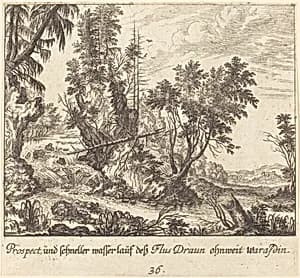 Draun River by Melchior Küsel after Johann Wilhelm Baur