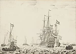 Dutch Ships near the Coast by Willem van de Velde the Elder