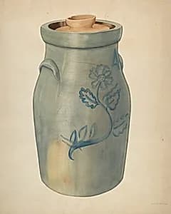 Earthenware Butter Churn by Wilbur M Rice