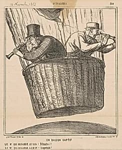 En ballon captif by Honoré Daumier