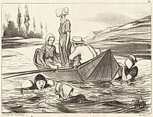 En pleine eau by Honoré Daumier